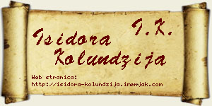 Isidora Kolundžija vizit kartica